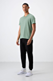 Açık Yeşil Basic Kısa Kol Standart Kalıp V Yaka Erkek T-Shirt - 87912