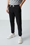 Gri Melanj  Siyah Pamuklu Kalın Yumuşak Dokulu Oversize Fit Basic Erkek Eşofman Takım - 85261