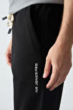 Gri Melanj  Siyah Pamuklu Kalın Yumuşak Dokulu Oversize Fit Basic Erkek Eşofman Takım - 85261