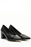 SİYAH RUGAN Gön Sivri Burun Orta Kalın Topuklu Kadın Ayakkabı 38918