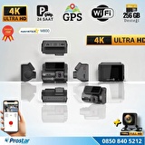 M800 Wifi + GPS 4K Çift Kameralı 170° Geniş Açı Lens Gece Görüşlü Akıllı Araç İçi Kamera + 1080P Ark