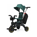 Taşınabilir 4'ü 1 Arada Katlanabilir İtmeli Üç Tekerlekli Bisiklet Yeşil