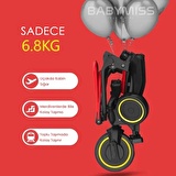 Taşınabilir 4'ü 1 Arada Katlanabilir İtmeli Üç Tekerlekli Bisiklet Yeşil