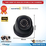 AHD 1080P ve Analog Pal Çevrilebilir 4 Pin Plastik Mini Dome Araç Kamerası