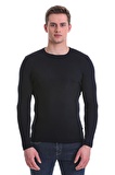 Lacivert Slim Fit Fitilli Bisiklet Yaka Yünlü Triko Kazak | S