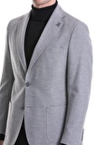 Gri Slim Fit Düz Mono Yaka Casual Ceket | 52