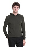 Haki Regular Fit Jakarlı Kapüşonlu Triko Kazak | XL