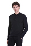 Lacivert Regular Fit Düz Polo Yaka Yünlü Triko Kazak | L