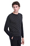 Lacivert Regular Fit Jakarlı Bisiklet Yaka Yünlü Triko Kazak | XL