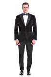 Mor Slim Fit Düz Sivri Yaka Kadife Klasik Smokin Damatlık | 50