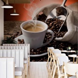 Çuvalda Kahve Cafe Duvar Kağıdı Baskı