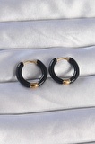 MuI MuI 316L Çelik Gold Renk Siyah Mineli Halka Küpe