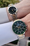 Daniel Klein DKISTE1250 Kadranı Yeşil Gold Gümüş Renk Fonksiyonlu Hediye Paketli Sevgili Çift Kol Saati
