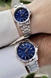 Casio CSISTE79 Kadranı Lacivert Kordonu Gümüş Renk Hediye Paketli Sevgili Çift Kol Saati