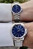 Casio CSISTE79 Kadranı Lacivert Kordonu Gümüş Renk Hediye Paketli Sevgili Çift Kol Saati