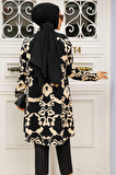Desenli Siyah Tesettür Tunik 11685S