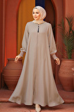 Fermuarlı Taş Tesettür Abaya 26302TAS