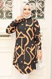 Desenli Camel Tesettür Tunik 11698C