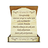Anneler Günü Kapaklı Ahşap Tebrik Plaketi (Hediye Kutusu) Lazer Kazıma Güzel Sözler (Kişiye Özel)