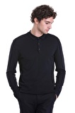 Lacivert Regular Fit Düz Polo Yaka Yünlü Triko Kazak | L