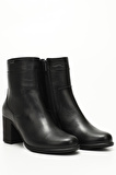 SİYAH FLOTER Gön Hakiki Deri Yuvarlak Burun Kauçuk Taban Topuklu Fermuarlı Kadın Günlük Bot 48457