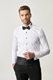 Erkek Beyaz Beyaz Damatlık Ata Yaka Tailored Slim Fit Dar Kesim Gömlek