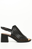 SİYAH Gön Hakiki Deri Topuklu Kadın Sandalet 45044