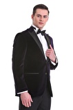 Mor Slim Fit Düz Sivri Yaka Kadife Klasik Smokin Damatlık | 50