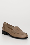 AÇIK VİZON ANTİK Gön Hakiki Deri Yuvarlak Burun Kısa Topuklu Loafer Kadın Günlük Ayakkabı 24138