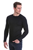 Lacivert Slim Fit Fitilli Bisiklet Yaka Yünlü Triko Kazak | S