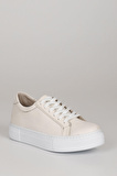 AÇIK BEJ Gön Yuvarlak Burun Dolgu Taban Bağcıklı Kadın Sneaker 04240