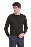 Kahverengi Regular Fit Jakarlı Bisiklet Yaka Yünlü Triko Kazak | XL