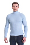 Mavi  Slim Fit Fitilli Balıkçı Yaka Yünlü Triko Kazak | M