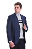 Lacivert Comfort Fit Desenli Mono Yaka Klasik Ceket | 50