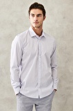Erkek Beyaz-mavi Ütü Gerektirmeyen Non-ıron Slim Fit Dar Kesim Klasik Yaka %100 Pamuk Kareli Gömlek