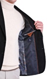 Lacivert Slim Fit Düz Mono Yaka Pamuklu Kadife Ceket | 50