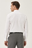 Erkek Beyaz Ütü Gerektirmeyen Non -ıron Slim Fit Dar Kesim %100 Pamuk Düğmeli Yaka Gömlek
