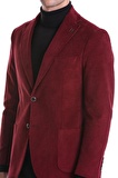 Bordo Slim Fit Düz Mono Yaka Pamuklu Kadife Ceket | 56