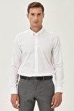Erkek Beyaz Ütü Gerektirmeyen Non -ıron Slim Fit Dar Kesim %100 Pamuk Düğmeli Yaka Gömlek