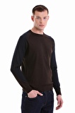 Kahverengi Regular Fit Jakarlı Bisiklet Yaka Yünlü Triko Kazak | XL