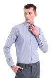 Mavi Comfort Fit Desenli 100% Pamuklu İtalyan Yaka Uzun Kollu Spor Gömlek | M