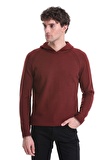 Kiremit Regular Fit Jakarlı Kapüşonlu Triko Kazak | XL