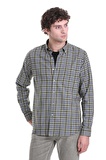 Haki Comfort Fit Kareli Düğmeli Yaka Uzun Kollu Casual Gömlek | M