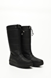 SİYAH Gön Yuvarlak Burun Ön Fermuarlı Kadın Kar Botu 46576