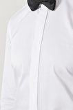 Erkek Beyaz Beyaz Damatlık Ata Yaka Tailored Slim Fit Dar Kesim Gömlek