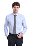 Mavi Regular Fit Düz 100% Pamuklu Slim Yaka Uzun Kollu Klasik Gömlek | S