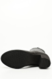 SİYAH FLOTER Gön Hakiki Deri Yuvarlak Burun Kauçuk Taban Topuklu Fermuarlı Kadın Günlük Bot 48457