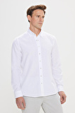 Erkek Beyaz Düğmeli Yaka Tailored Slim Fit Oxford Gömlek