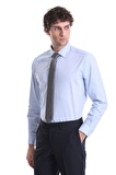 Mavi Regular Fit Düz 100% Pamuklu Slim Yaka Uzun Kollu Klasik Gömlek | S