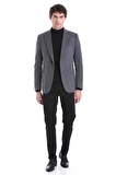 Gri Slim Fit Düz Mono Yaka Casual Ceket | 48